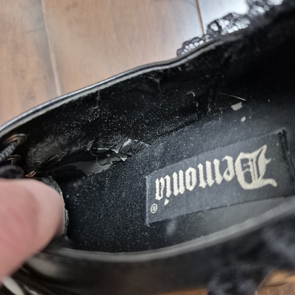 Demonia Charade 34 Black and Red Plaid Chunky Platform Shoes Size 8 - Picture 7 of 16